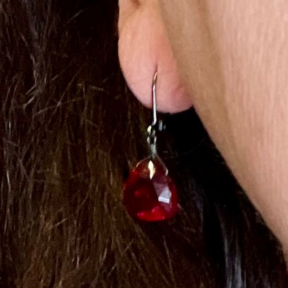 Red dangle earrings